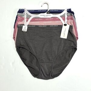 LAURA ASHLEY 5 PACK COTTON BLEND SOFT BRIEF PANTIES L NEUTRAL SOLIDS TAG FREE